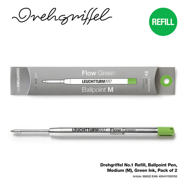 Leuchtturm1917 Drehgriffel No.1 Ballpoint Refills - Green, Medium (2-Pack)