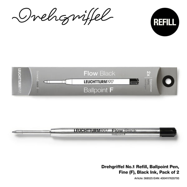 Leuchtturm1917 Drehgriffel No.1 Ballpoint Refills - Black, Fine (2-Pack)