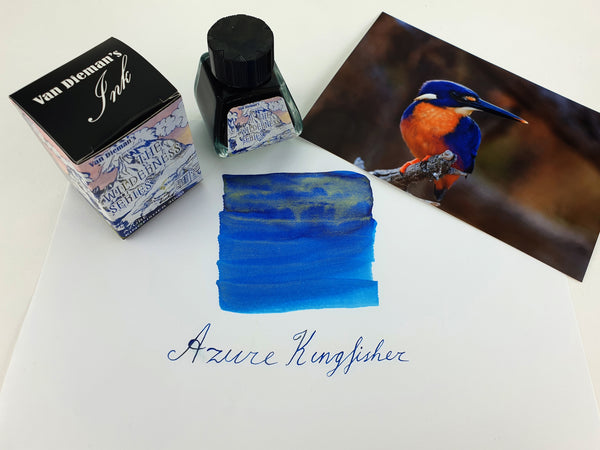 Van Dieman's Ink Azure Kingfisher Shimmering Fountain Pen Ink