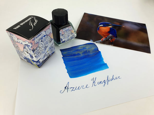 Van Dieman's Ink Azure Kingfisher Shimmering Fountain Pen Ink