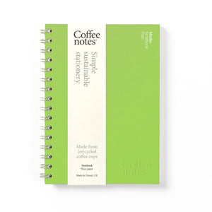 Coffeenotes A5 Wirebound Plain Notebook in Lime Green