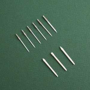 Tom's Studio Lumos Fineliner and Fibre tips displayed on textured green background
