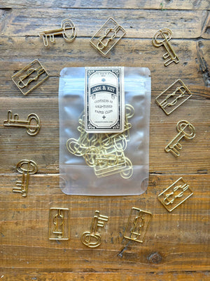 The Creeping Moon Lock & Key Gold Paper Clip Set