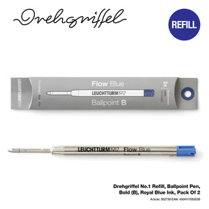 Leuchtturm1917 Drehgriffel No.1 Ballpoint Refills - Royal Blue, Bold (2-Pack)
