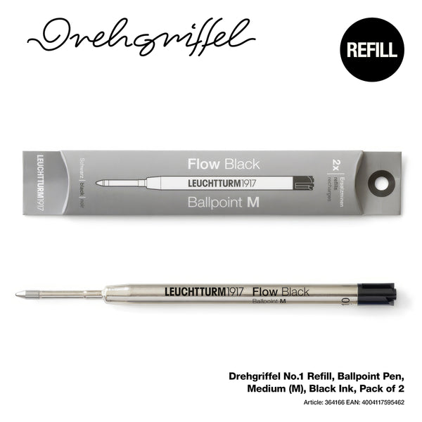 Leuchtturm1917 Drehgriffel No.1 Ballpoint Refills - Black, Medium (2-Pack)