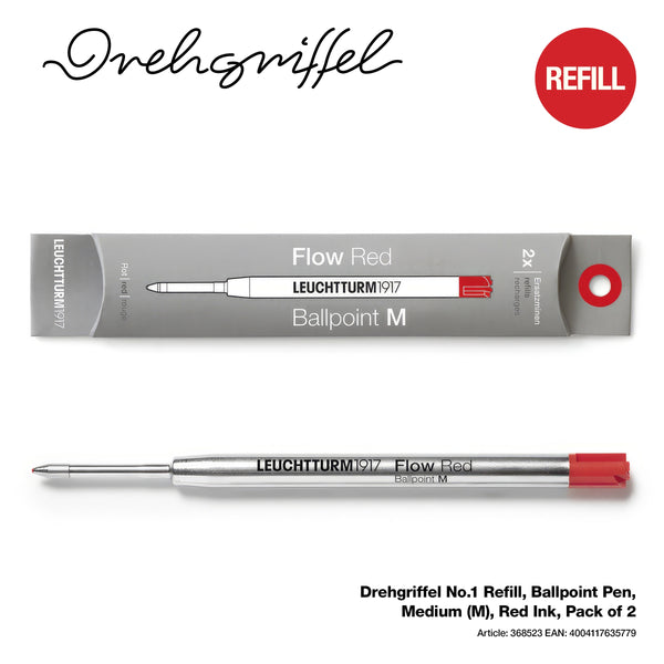 Leuchtturm1917 Drehgriffel No.1 Ballpoint Refills - Red, Medium (2-Pack)