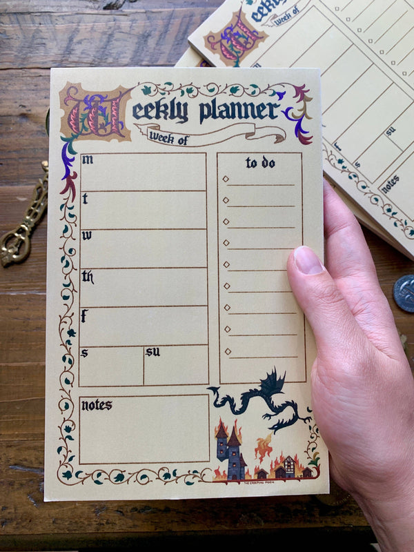 The Creeping Moon Medieval-Inspired Weekly Planner Notepad