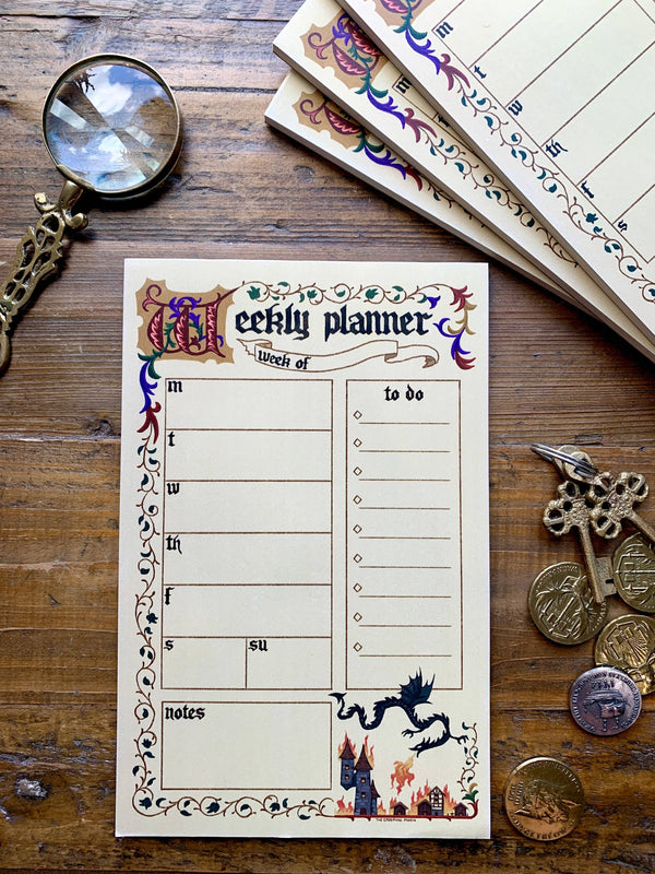 The Creeping Moon Medieval-Inspired Weekly Planner Notepad